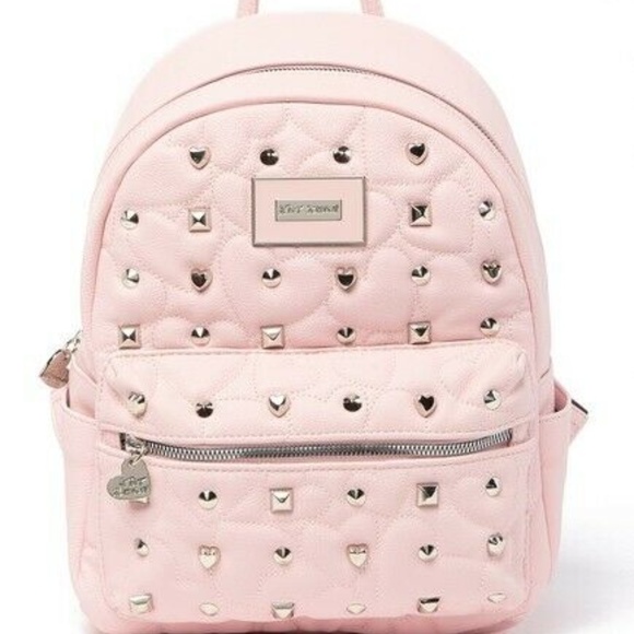 Betsey Johnson Handbags - Betsey Johnson PINK STUDDED BACKPACK